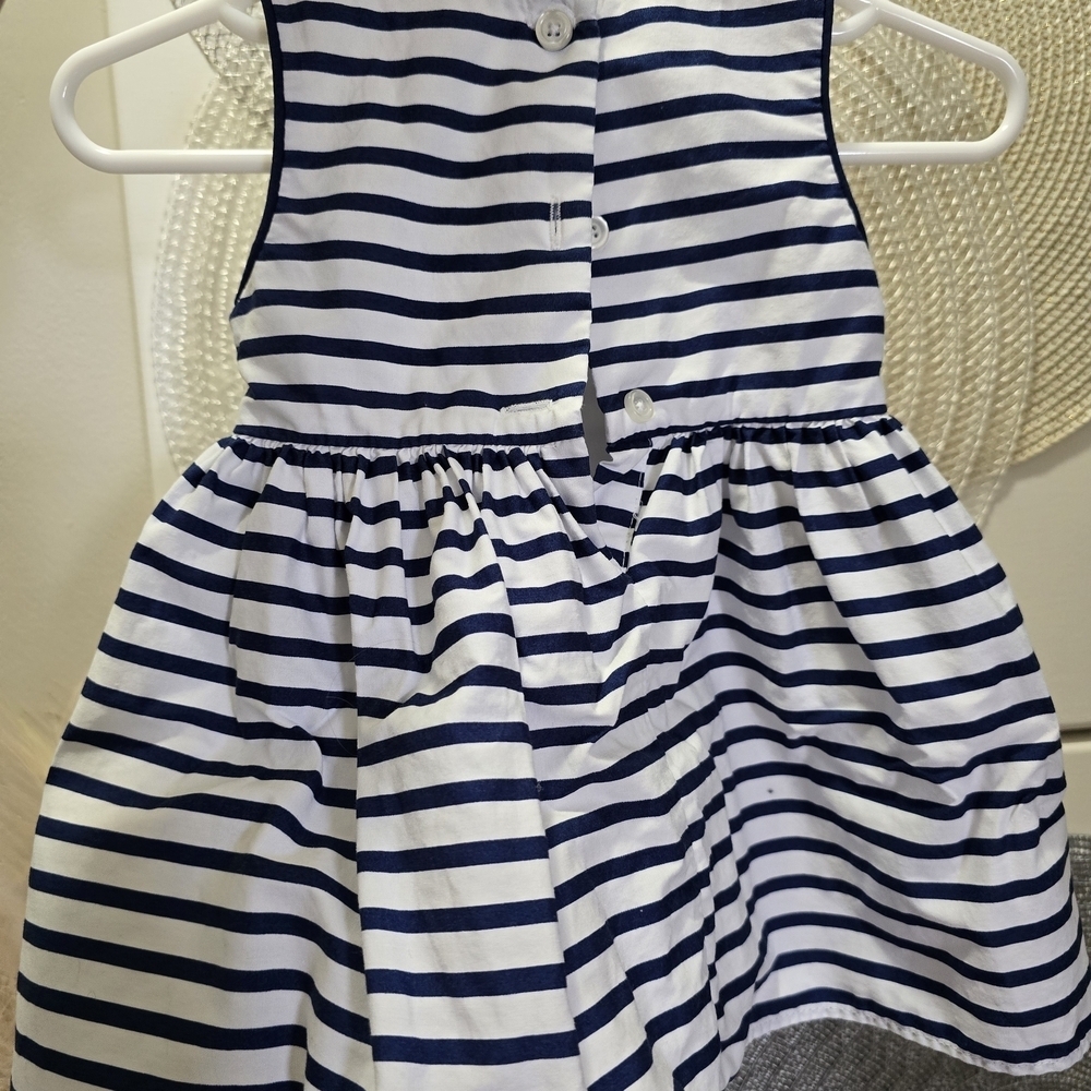 Navy and White Striped Kids Dress - Picture 4 of 8